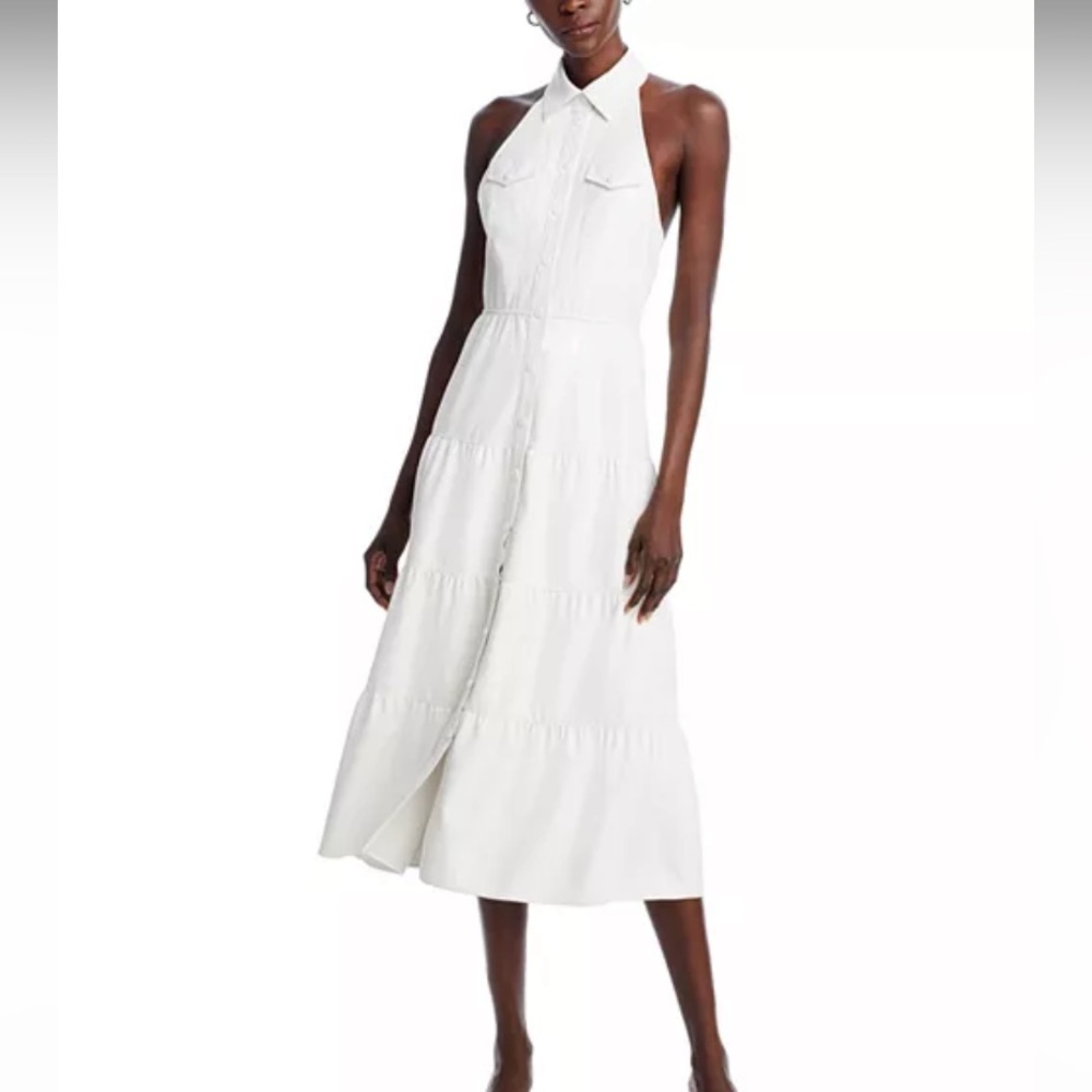 NEW‼️ Alice + Olivia Miranda Faux-Leather Midi-Dress